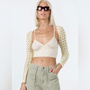 NWT Princess Polly Size Alec Top Cream Knit Bolero Two Piece Set S/M
